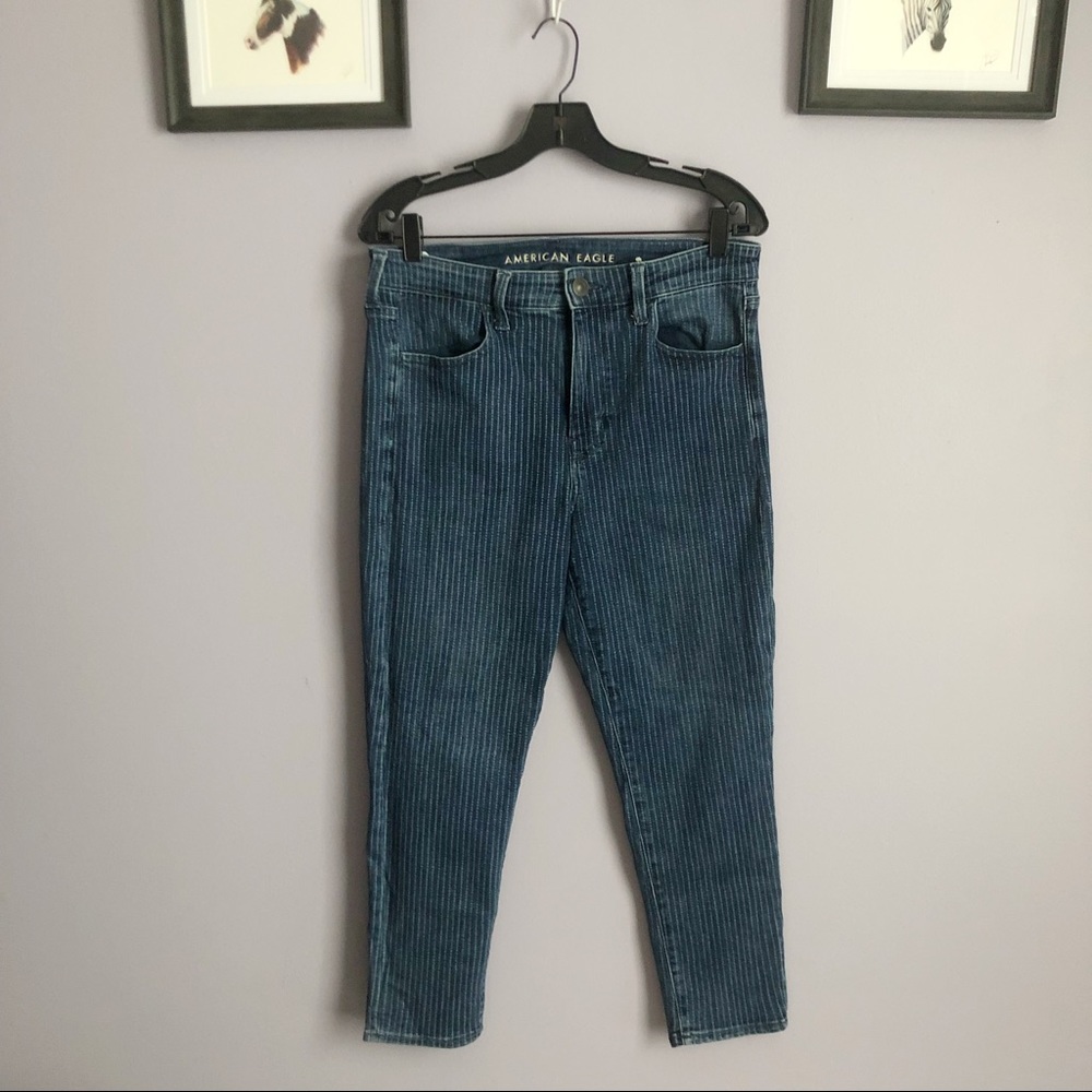American Eagle Striped High Rose Cropped Jeggings